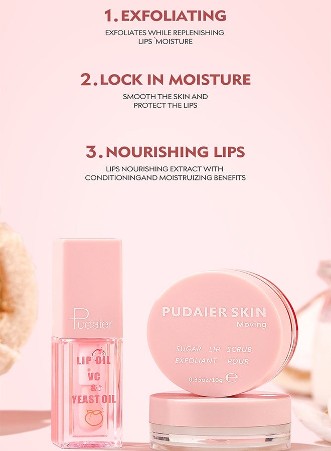 بوداير مجموعة قناع الشفاه ومقشر الشفاه وزيت الشفاه مرطبة ومغذية ومقشرة وملء للشفاه علاج للعناية بالشفاه لإزالة خطوط الشفاه وإصلاح الشفاه الجافة - Image 2