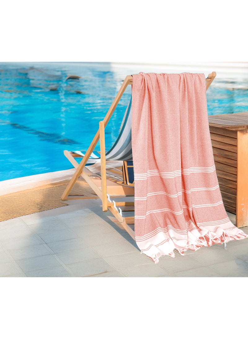 Cloud Scape Linen مجموعة من منشفتين شاطئ تركية، 39x71 بوصة، خفيفة الوزن 100% قطن، منشفة حمام، طائر الجنة - Image 1