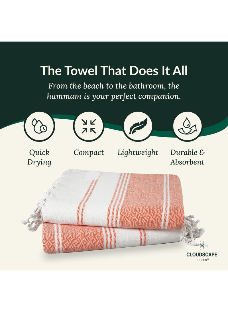 Cloud Scape Linen مجموعة من منشفتين شاطئ تركية، 39x71 بوصة، خفيفة الوزن 100% قطن، منشفة حمام، طائر الجنة - Image 4