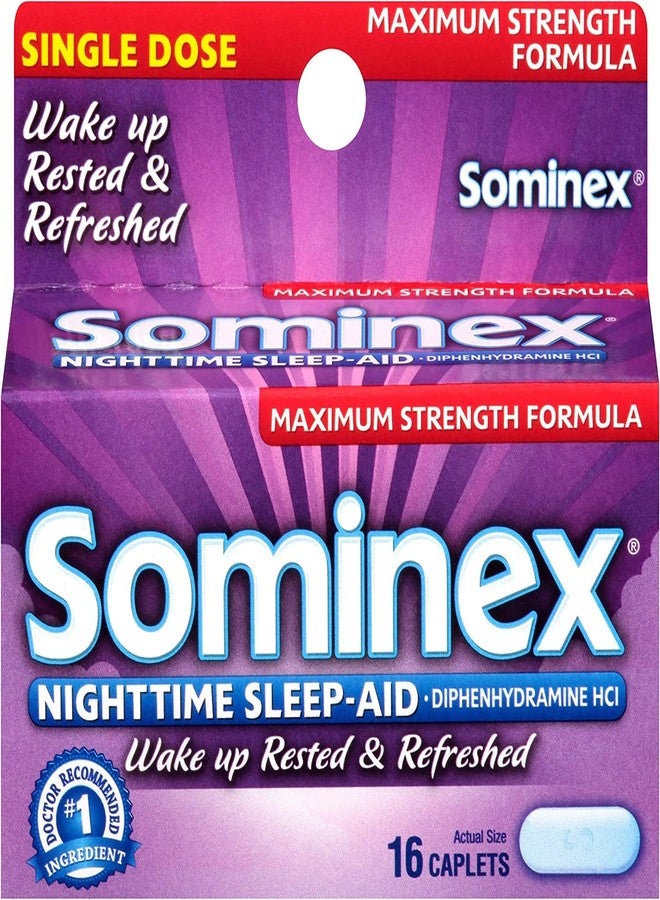 Sominex Nighttime Sleep-Aid Caplets, Maximum Strength, 16 ea (Pack of 4) - Image 1