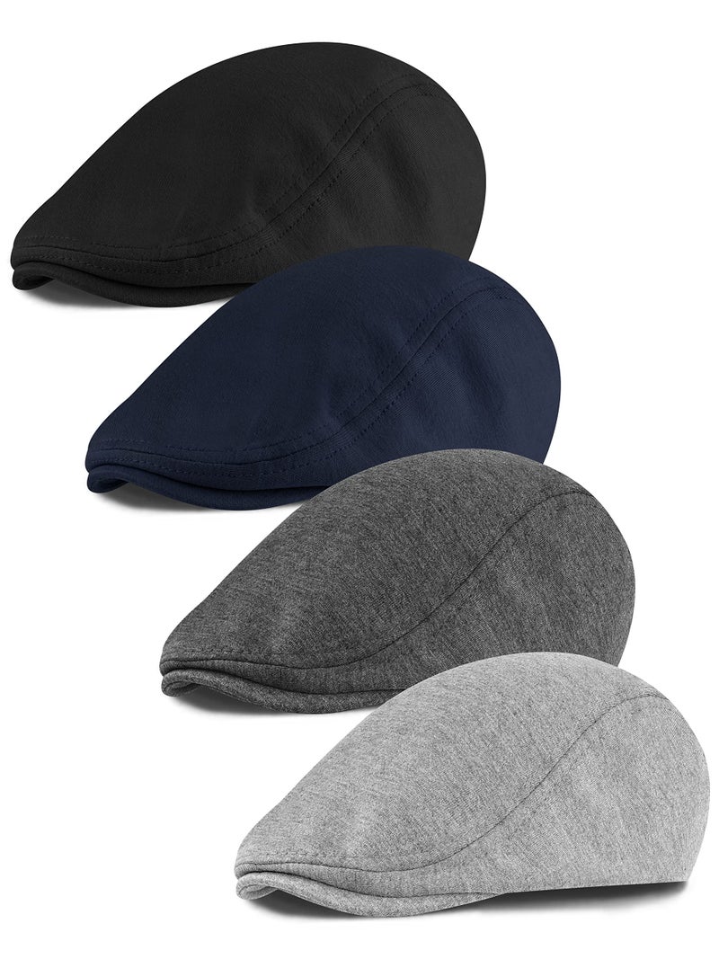 KUTTOR 4 Pieces Newsboy Men's Hat - Flat Cap Soft Stretch Fit Men's Cap - Cabbie Hunting Cap - Ivy Hat for Men - Outdoor - Image 1