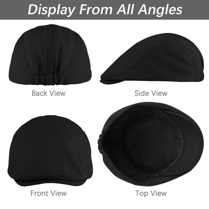 KUTTOR 4 Pieces Newsboy Men's Hat - Flat Cap Soft Stretch Fit Men's Cap - Cabbie Hunting Cap - Ivy Hat for Men - Outdoor - Image 4