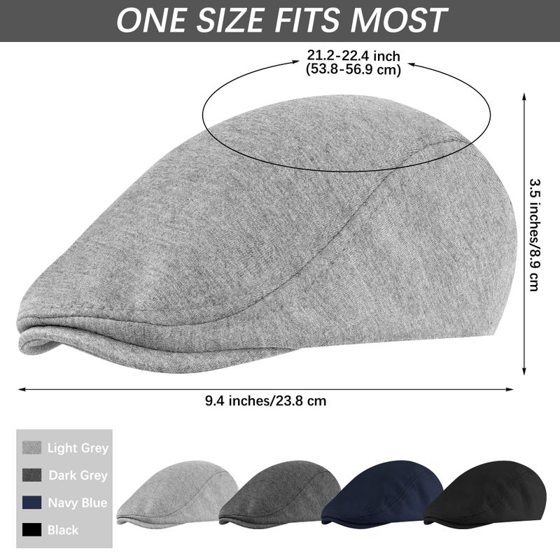 KUTTOR 4 Pieces Newsboy Men's Hat - Flat Cap Soft Stretch Fit Men's Cap - Cabbie Hunting Cap - Ivy Hat for Men - Outdoor - Image 2
