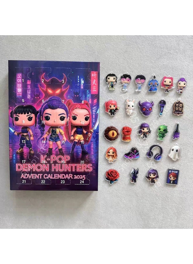 KPop Demon Hunter Adventure Calendar Hanging Piece - 2D Acrylic - 2025 Edition - Cute and Small Character Models Decorative Item - Gift for Family and Friends - Image 3