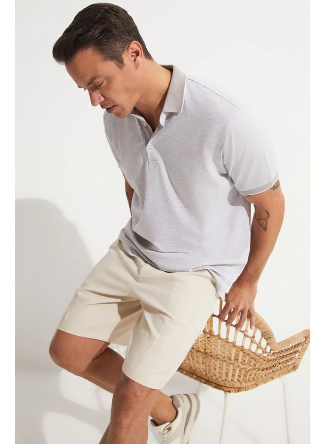 JUNE June Exclusive Men Regular Fit Polo Neck Short Sleeve T-Shirt Grey