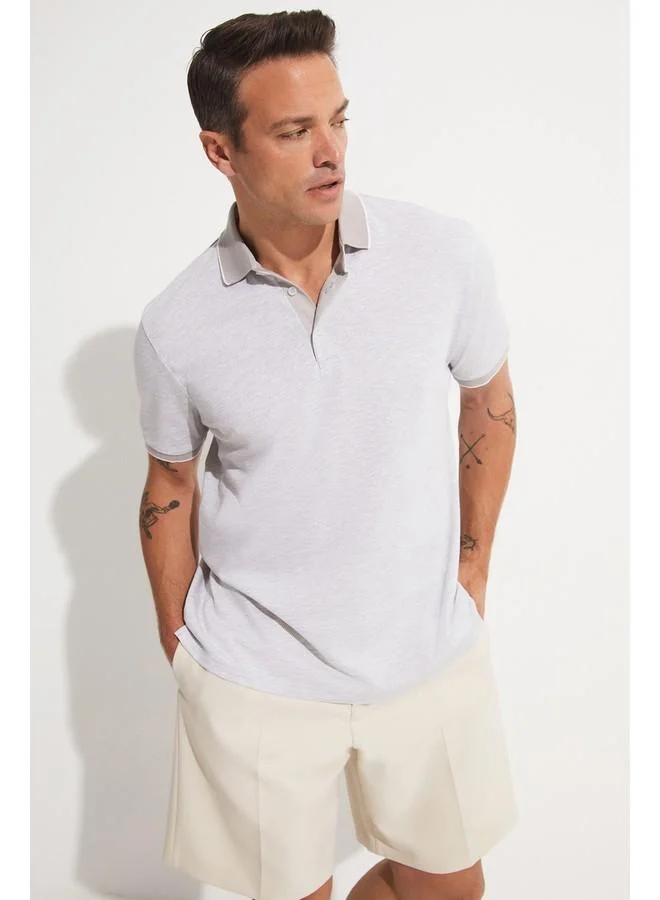JUNE June Exclusive Men Regular Fit Polo Neck Short Sleeve T-Shirt Grey