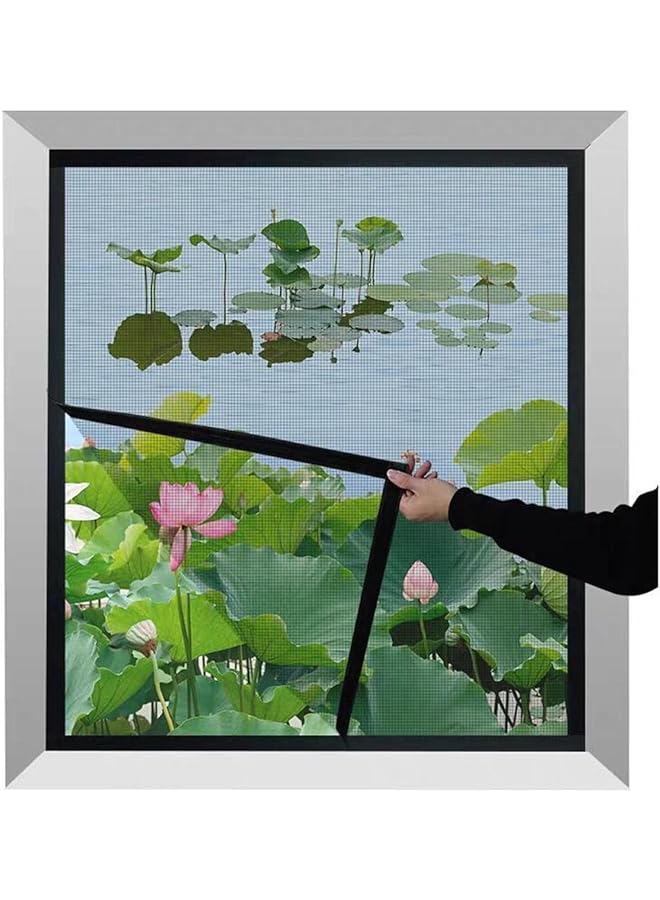 The Bros شبكة ناموسية للنوافذ، 1x1م سهلة التركيب، شاشة نافذة ذاتية اللصق مع فيلكرو لاصق، شبكة ستارة مضادة للناموس والحشرات والذباب، - Image 1