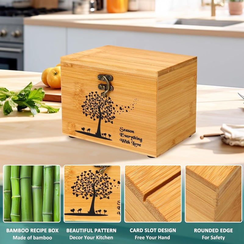 CypherX Bamboo Recipe Box, 4 x 6 Recipe Cards and Box Set, Recipe Organizer w/ 50 Blank Cards, Perfect Housewarming, Bridal Shower Gift - Image 3