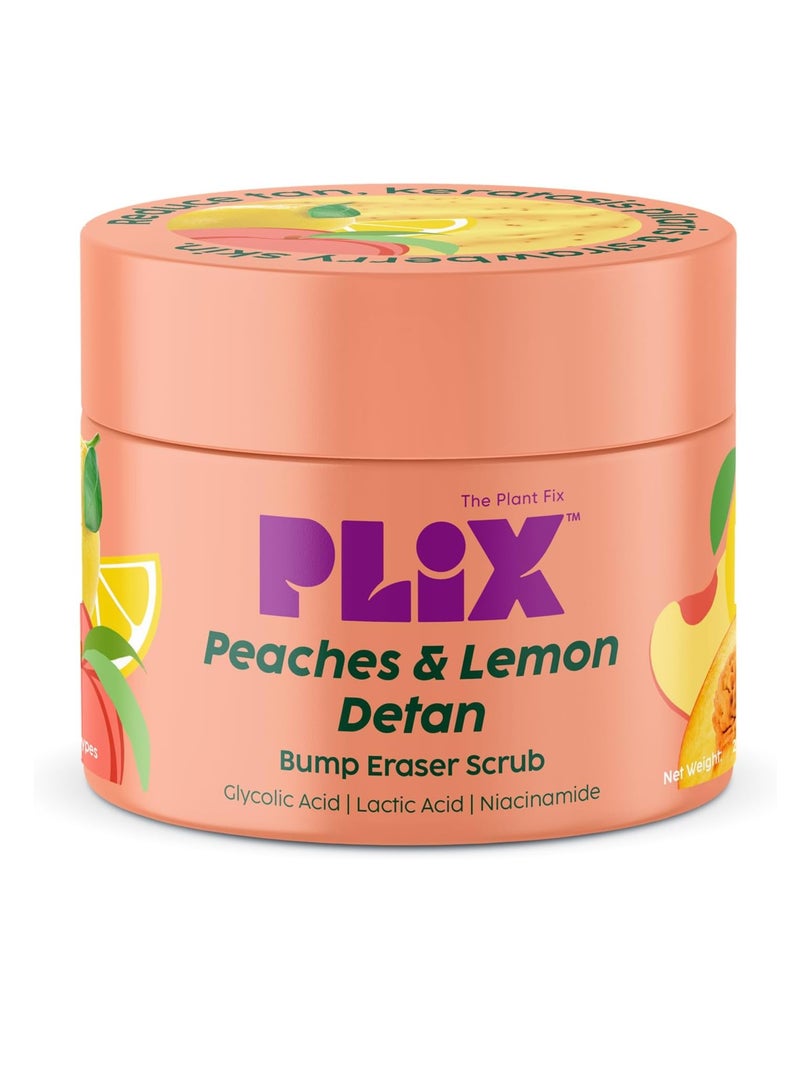 PLIX THE PLANT FIX Peaches & Lemon Detan Bump Eraser Scrub (200g) Removes Tan & Restores Skin’s Moisture, Reduces Dark Spots, Uneven Skin Tone, & Reveals Softer Smoother Skin - Image 1