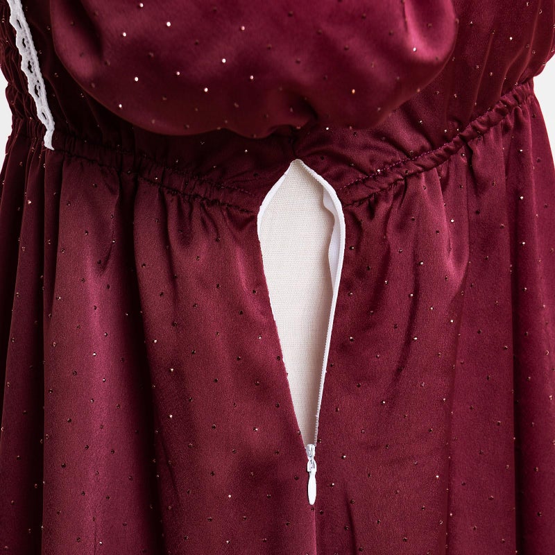Vibsion Regency Dresses for Women Puff Sleeve Empire Waist Victorian Dress Luxurious Rhinestone Satin Party Gown XXL - Image 5