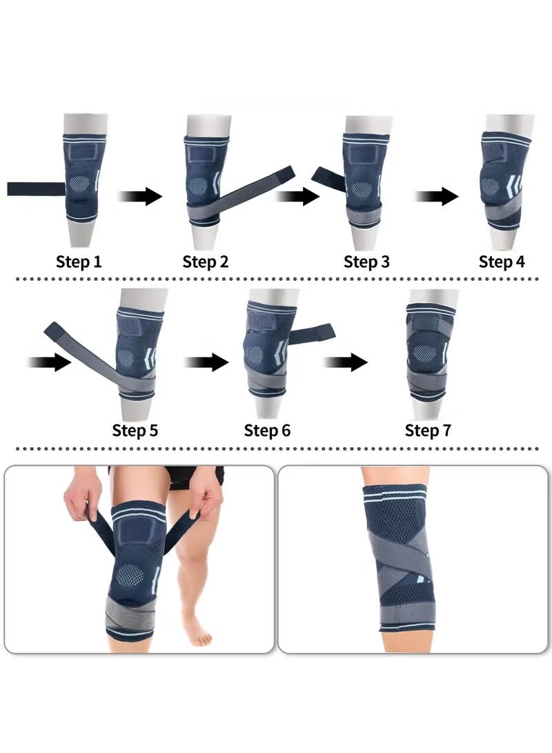 XUN Knee Brace with Side Stabilizers & Patella Gel Pads, Adjustable Compression Knee Support Braces for Men Women for Knee Pain, Meniscus Tear,ACL,MCL,Arthritis, Joint Pain Relief,Injury Recovery - Image 3