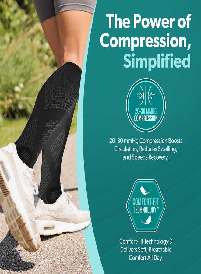 BraceAbility Compression Socks for Circulation - 20-30 mmHg Knee High Neuropathy Open Toe Stockings for Varicose Veins, Swelling, RLS, Medical Toeless Support for Men or Women - 1 Pair (M - Black) - Image 4
