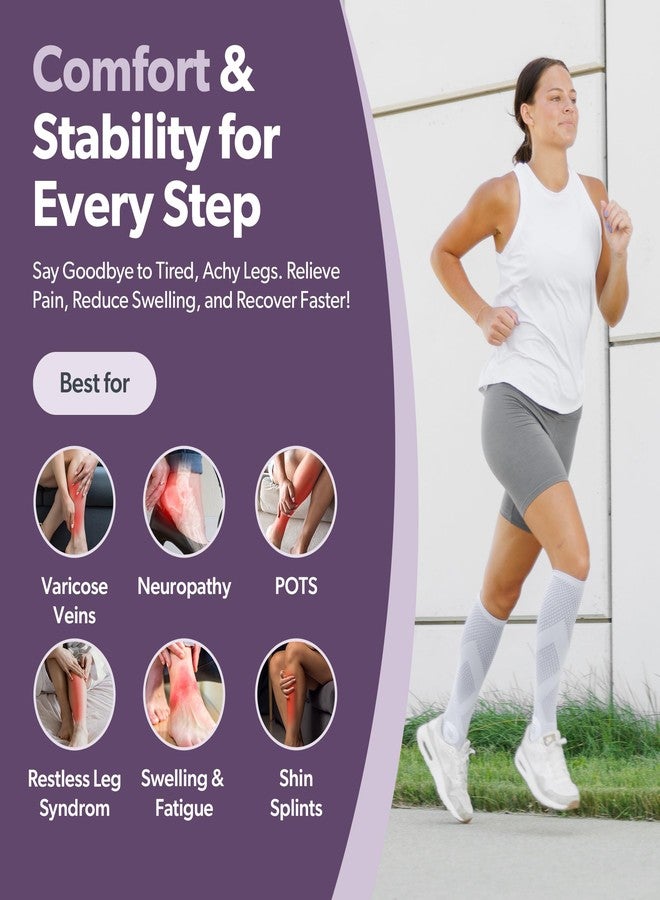 BraceAbility Compression Socks for Circulation - 20-30 mmHg Knee High Neuropathy Open Toe Stockings for Varicose Veins, Swelling, RLS, Medical Toeless Support for Men or Women - 1 Pair (M - Black) - Image 5