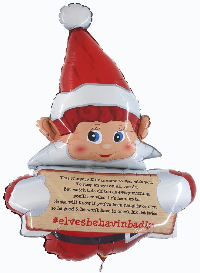 Elves Behavin Badly Toyland® Elves Behavin' Badly Naughty Elf Christmas Shaped Foil Balloon - Inflate with Air or Helium ((ELF BALLOON WITH MESSAGE)) - Image 2