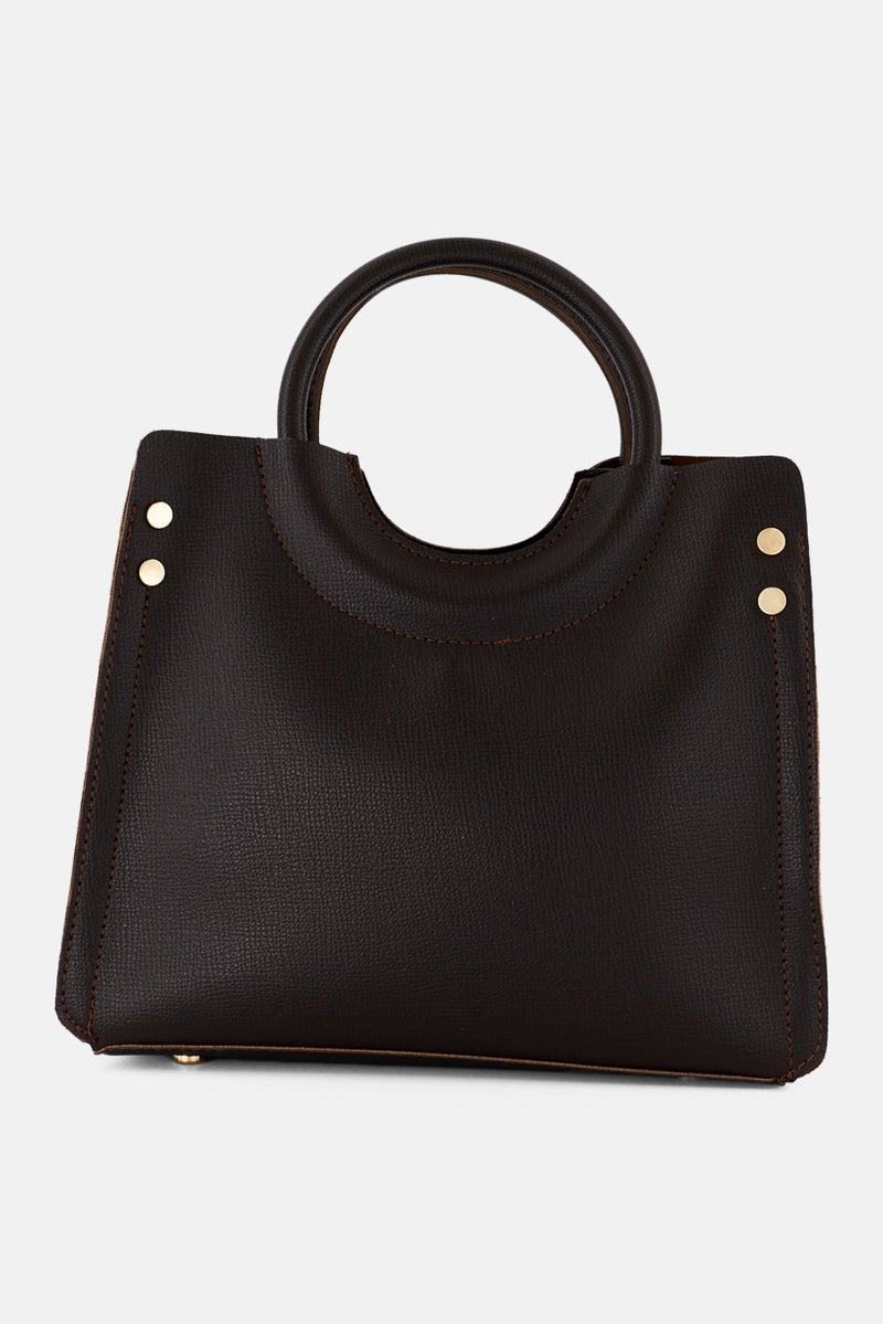 VINCE CAMUTO Women Brand Logo Satchel Bag 23 H x 26 L x 13 W cm, Dark Brown - Image 3