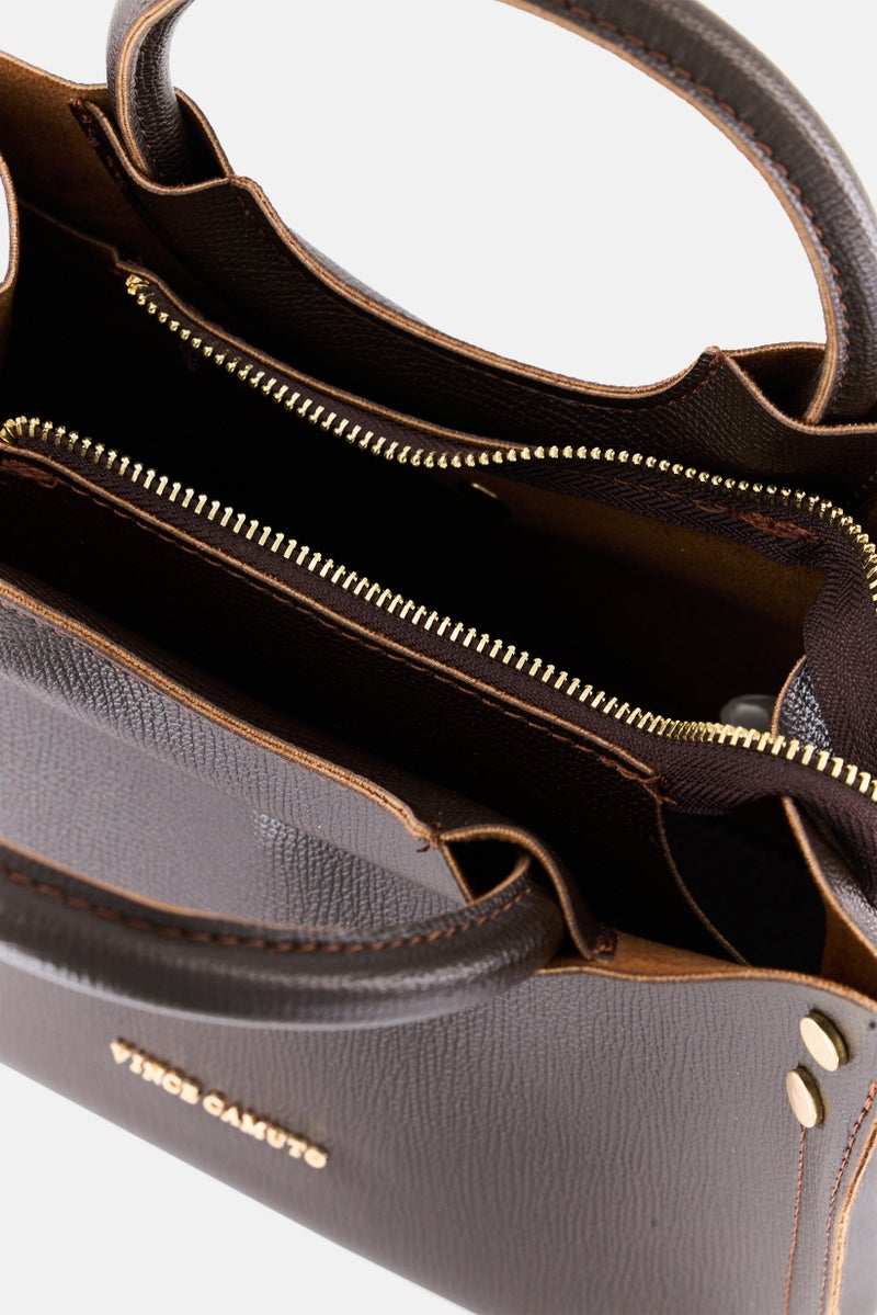 VINCE CAMUTO Women Brand Logo Satchel Bag 23 H x 26 L x 13 W cm, Dark Brown - Image 4