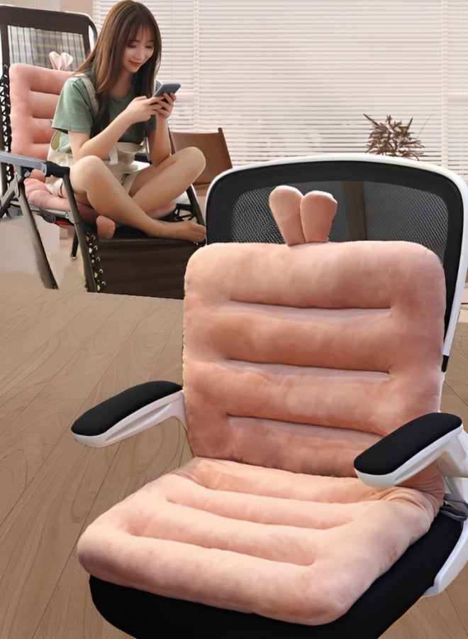 Integrated Recliner Chair Seat Cushion Backrest Cushion Plush PP Cotton Back Support Office Chair Sofa Car Seat Cushion Chair Cushions Rocking Chair Cushion Premium Plush PP Cotton (Pink rabbit)  - Image 1