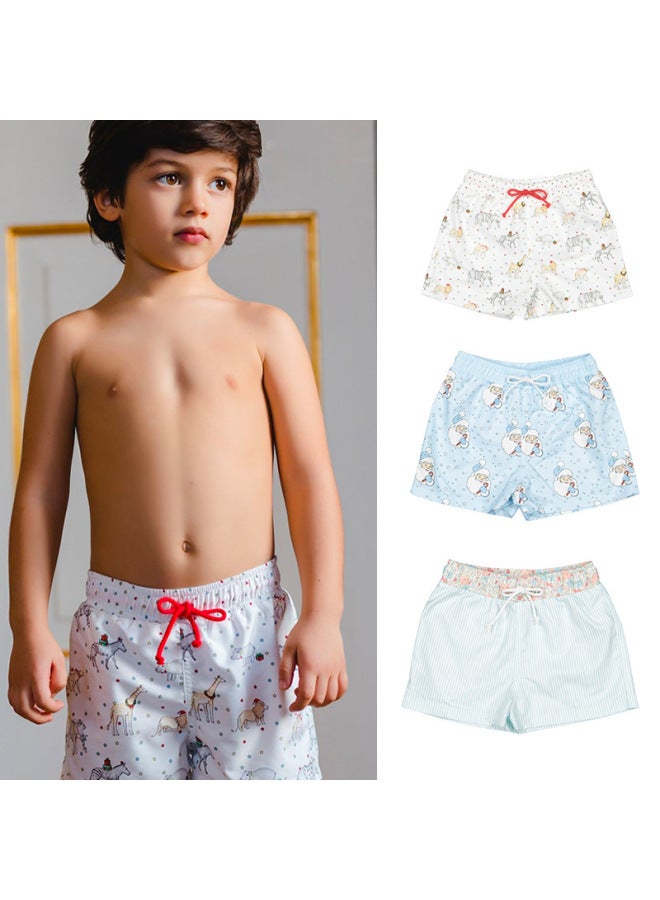 Loquat 2024 Children's Beach Pants Children's Swimsuit Seaside Swimming Trunks Boys' Water Quick-drying Loose Swimming Trunks-Color:Blue Snowman Print- - Image 2