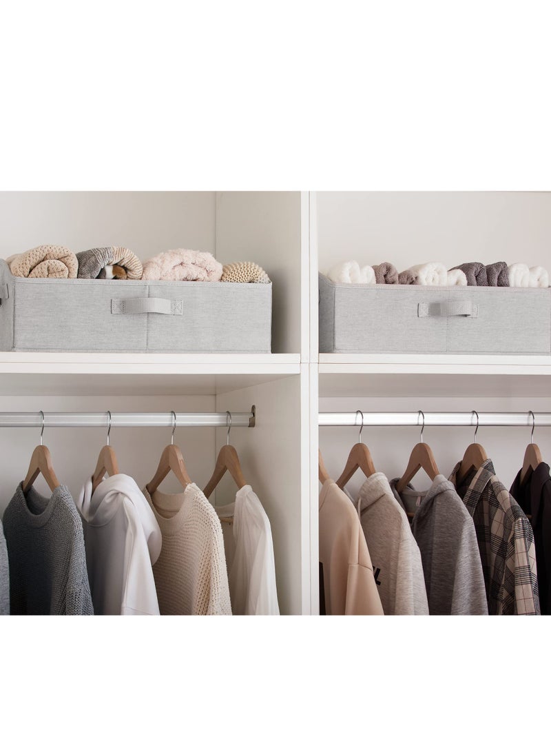 KASTWAVE Closet Storage Bins, Trapezoid Storage Box with Handles, Foldable Organizer Bins and Baskets for Clothes, Polyester Canvas Bins, Jumbo (19.75"L x 11"W x 5.25"H)(3 Pcs, Light Grey) - Image 3