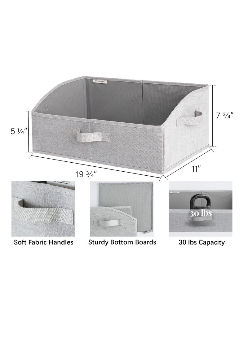 KASTWAVE Closet Storage Bins, Trapezoid Storage Box with Handles, Foldable Organizer Bins and Baskets for Clothes, Polyester Canvas Bins, Jumbo (19.75"L x 11"W x 5.25"H)(3 Pcs, Light Grey) - Image 2