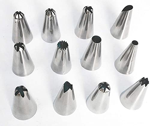 PANNA TRADERS Panna Traders Beautiful and Smooth Cakeware 12 Piece Cake Decorating Set Frosting Icing Piping Bag Tips with Steel nozzles Reusable Washable - Image 4