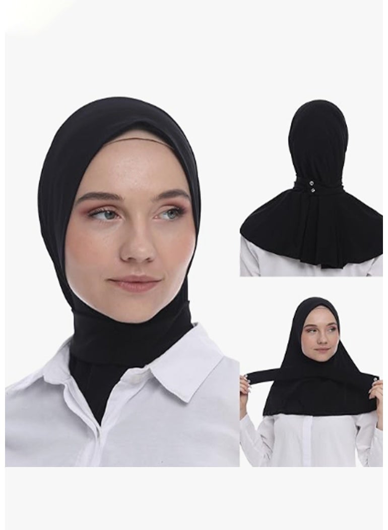 Women's Hijab Muslim Head Scarf Hat - Soft Breathable Cap with 3 Buttons and Ties Neck Cover Suitable for Outdoor Travel Daily Wear - Image 1