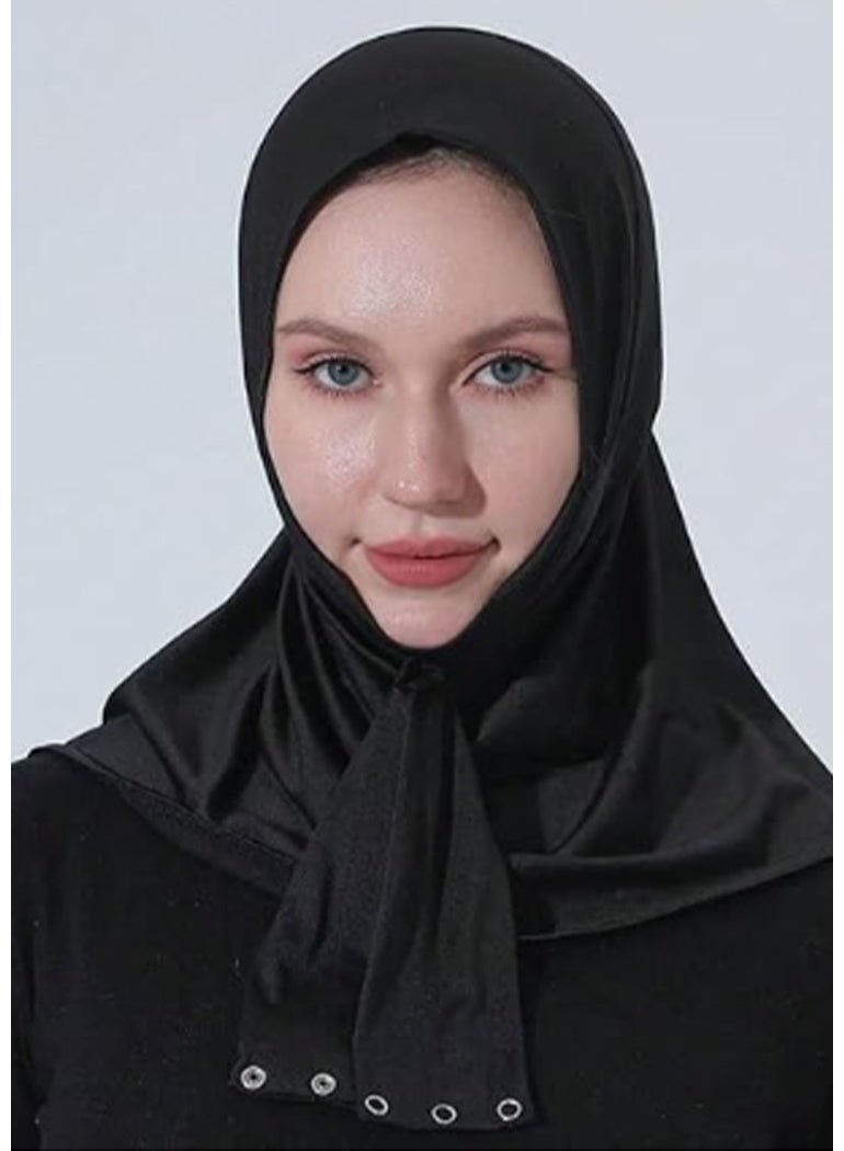 Women's Hijab Muslim Head Scarf Hat - Soft Breathable Cap with 3 Buttons and Ties Neck Cover Suitable for Outdoor Travel Daily Wear - Image 3