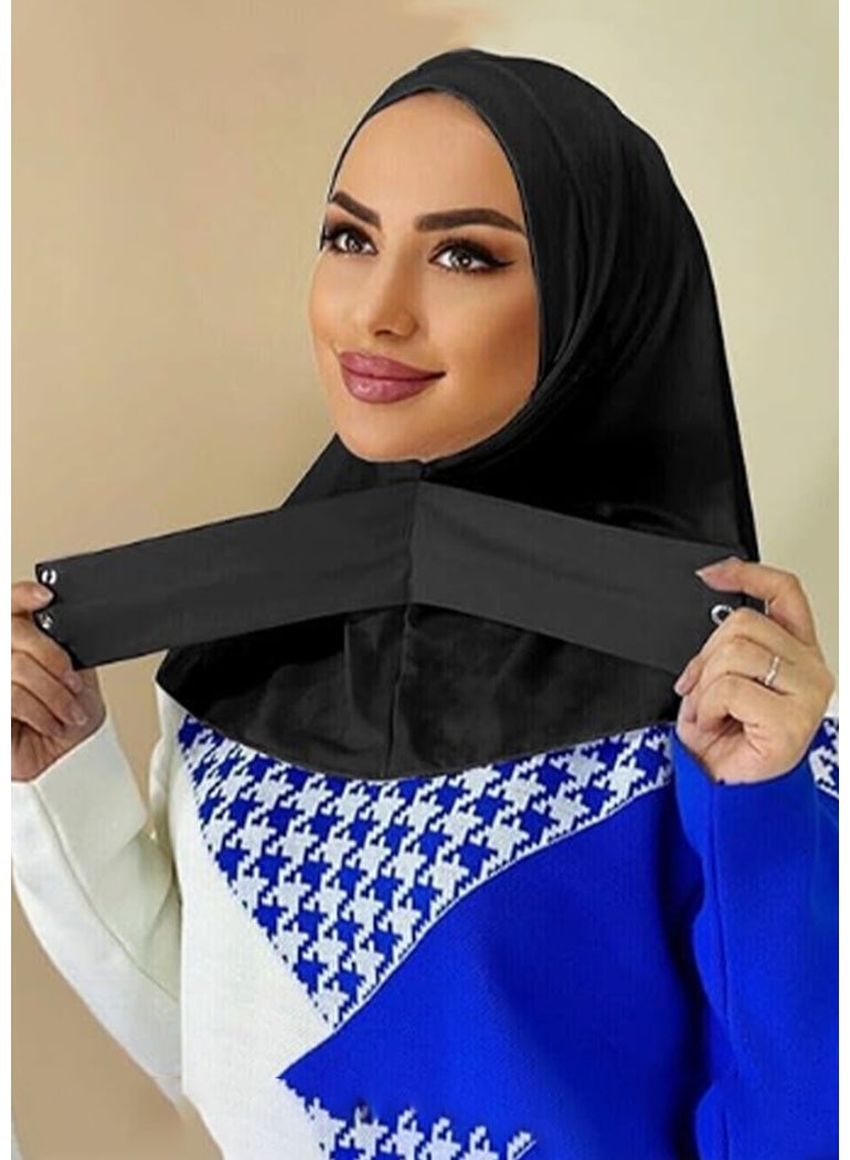 Women's Hijab Muslim Head Scarf Hat - Soft Breathable Cap with 3 Buttons and Ties Neck Cover Suitable for Outdoor Travel Daily Wear - Image 2