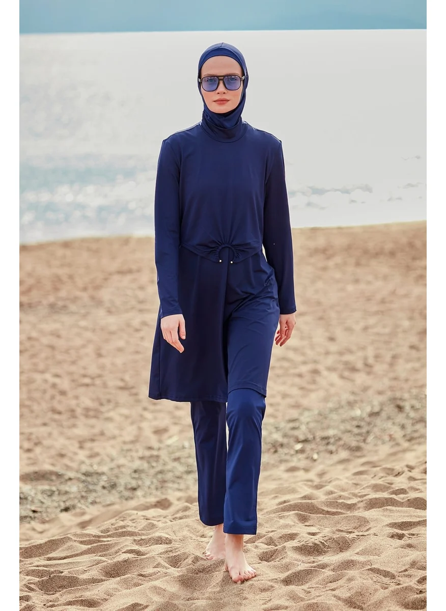 مارينا Lycra Navy Blue Fully Covered Hijab Swimsuit M2462