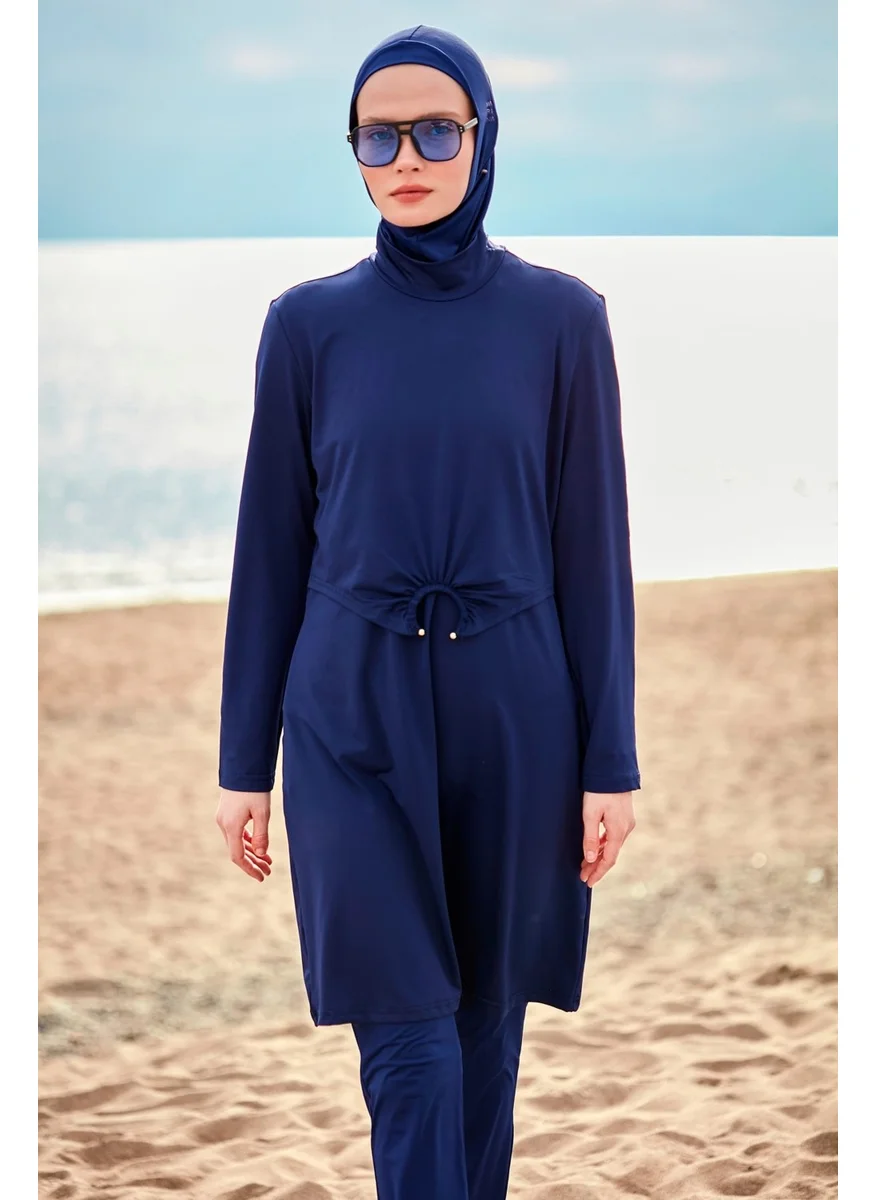 مارينا Lycra Navy Blue Fully Covered Hijab Swimsuit M2462