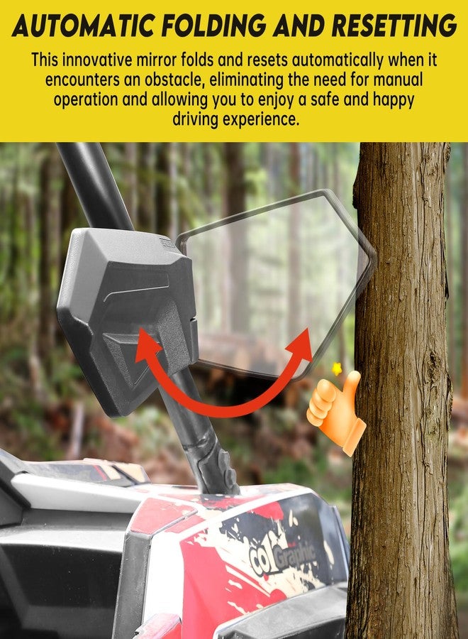 SHEJISI UTV Mirrors,The Spring Back Feature Allows Easy Reset After Fold,2024 New SXS Mirrors Side View for 1.5"-2.0" Roll Cage,Compatible with Polaris RZR,Can Am X3,Kawasaki Mule KRX,Honda Pioneer - Image 2