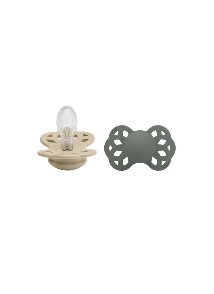 BIBS - Pacifier Infinity 2 PACK Symmetrical Silicone Size 2 Vanilla/Pine - Image 1