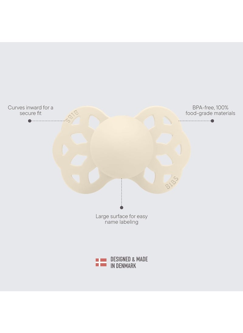 BIBS - Pacifier Infinity 2 PACK Symmetrical Silicone Size 2 Vanilla/Pine - Image 1
