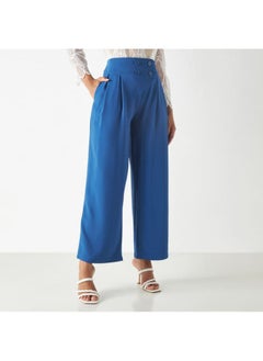 2Xtremz 2Xtremz Solid Wide Leg Pants with Button Detail  - Image 4