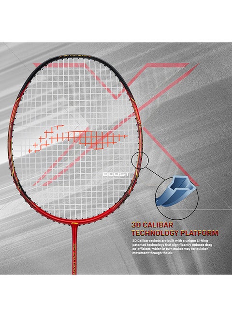 3D Calibar X Boost Badminton Racket - Dark Grey/Red (Strung)