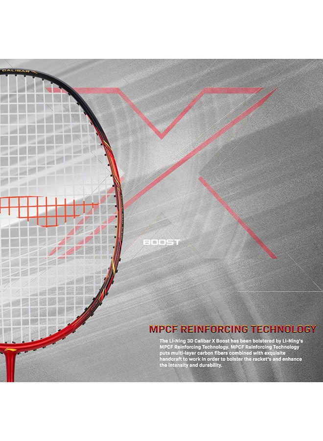 3D Calibar X Boost Badminton Racket - Dark Grey/Red (Strung)
