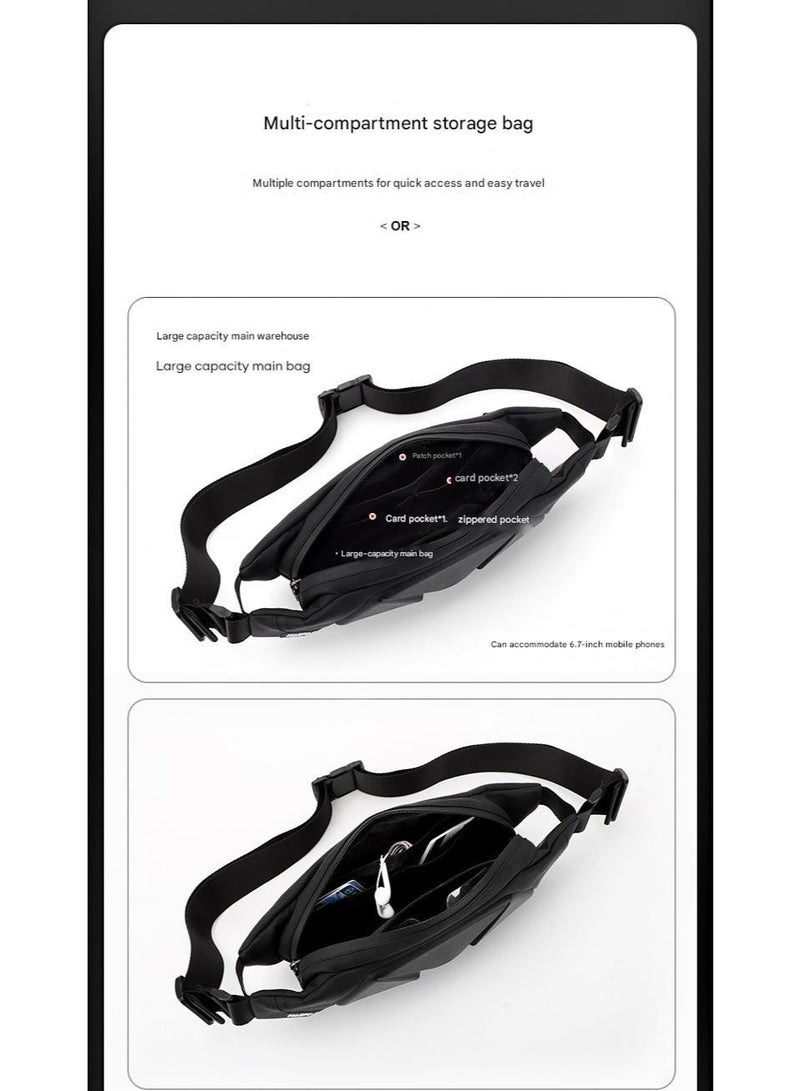 كيفية حقيبة خصر سوداء أنيقة للرجال والنساء - حقيبة سفر خفيفة الوزن ومقاومة للماء مع جيوب متعددة - مثالية للمشي لمسافات طويلة والجري والاستخدام اليومي - Image 4