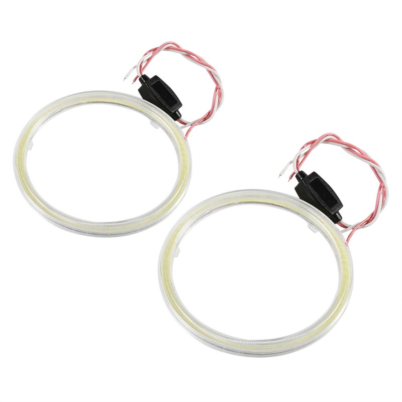 1pair Auto Halo Rings Angel Eye COB Chips Headlight DRL LED For Motorcycle Car 100mm - Image 3