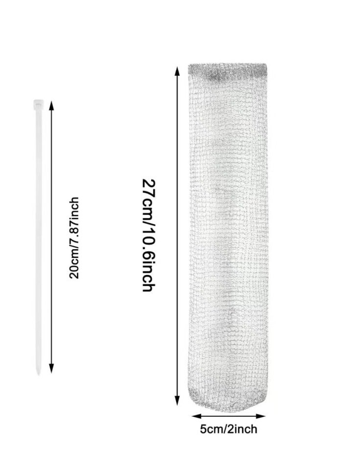 إسكدنيا 12 PCS Lint Trap Washing Machine Stainless Steel Lint Army Trap Laundry Net Washer Hose Filter with 12 Cable Ties - Image 3