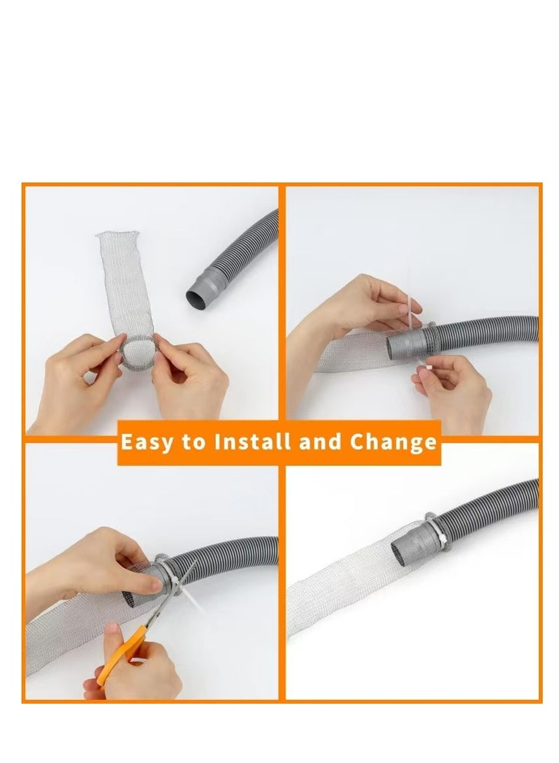 إسكدنيا 12 PCS Lint Trap Washing Machine Stainless Steel Lint Army Trap Laundry Net Washer Hose Filter with 12 Cable Ties - Image 2