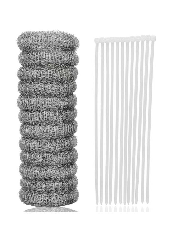 إسكدنيا 12 PCS Lint Trap Washing Machine Stainless Steel Lint Army Trap Laundry Net Washer Hose Filter with 12 Cable Ties - Image 1