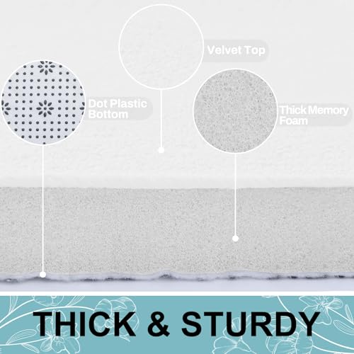 Smiry Memory Foam Bath Mat 47x17, Extra Soft and Absorbent Bathroom Mats, Non Slip Washable Carpet for Floor, Shower and Tub, White - Image 3