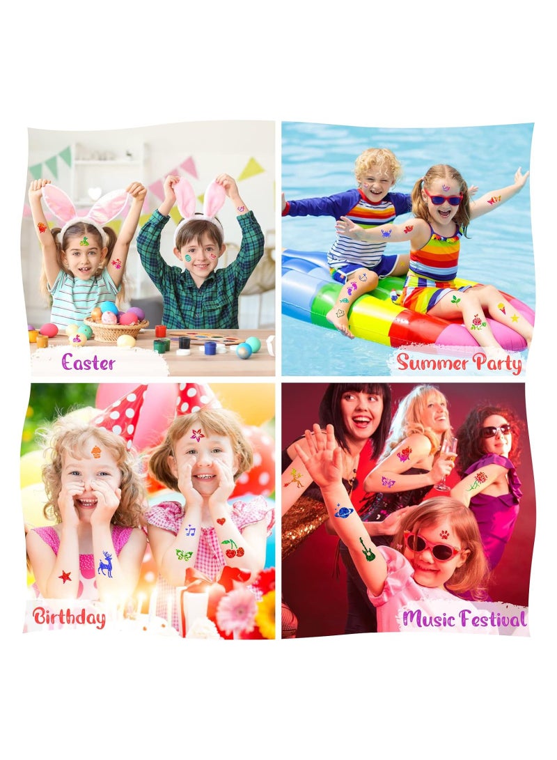 Excefore Temporary Glitter Tattoo Kit 24 Colors Body Glitter with 5 Brushes 2 Glue and Stencils, Temporary Shimmer Tattoo for Body Face Nail Kids Stage Concert Party Wedding Makeup, Art Craft Card Make Tool - Image 4