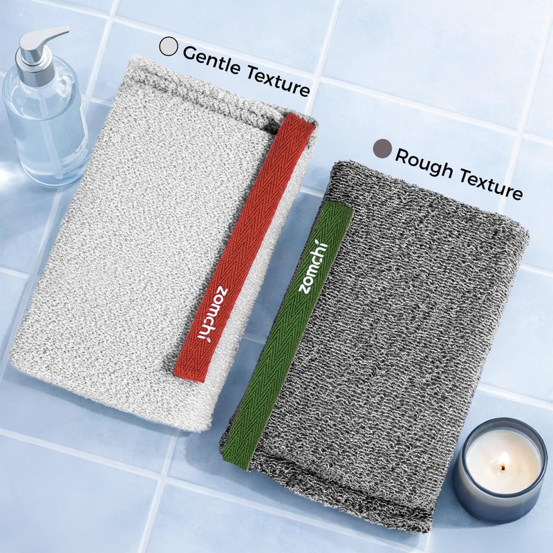 ZOMCHI Body Scrubber, 2 Pack Exfoliating Sponge for Shower and Bath, Large Exfoliator Tool to Remove Dead Skin, Body Sponge for Women & Men (2-Pack, Gray) - Image 3