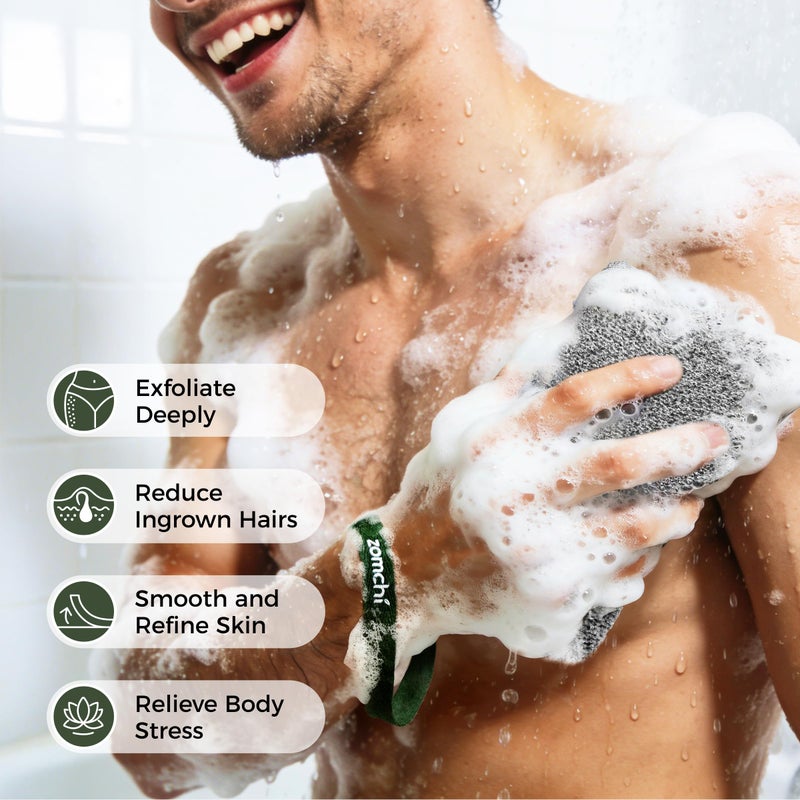 ZOMCHI Body Scrubber, 2 Pack Exfoliating Sponge for Shower and Bath, Large Exfoliator Tool to Remove Dead Skin, Body Sponge for Women & Men (2-Pack, Gray) - Image 2