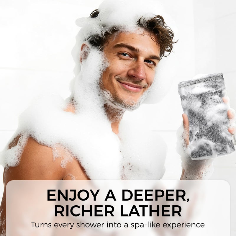 ZOMCHI Body Scrubber, 2 Pack Exfoliating Sponge for Shower and Bath, Large Exfoliator Tool to Remove Dead Skin, Body Sponge for Women & Men (2-Pack, Gray) - Image 5