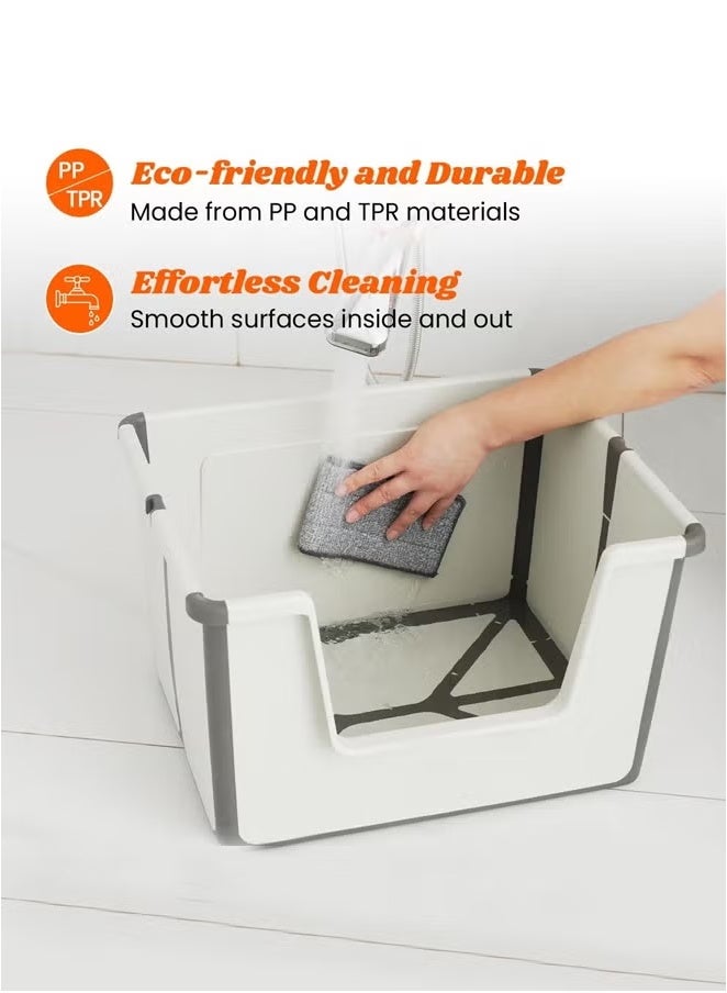 Cat Litter Box, Travel Cat Litter Box, Portable Cat Litter Box, Foldable High Side Low Entry Cat Litter Box, Open Top Cat Litter Tray, Travel Portable Cat Litter Box - Image 4