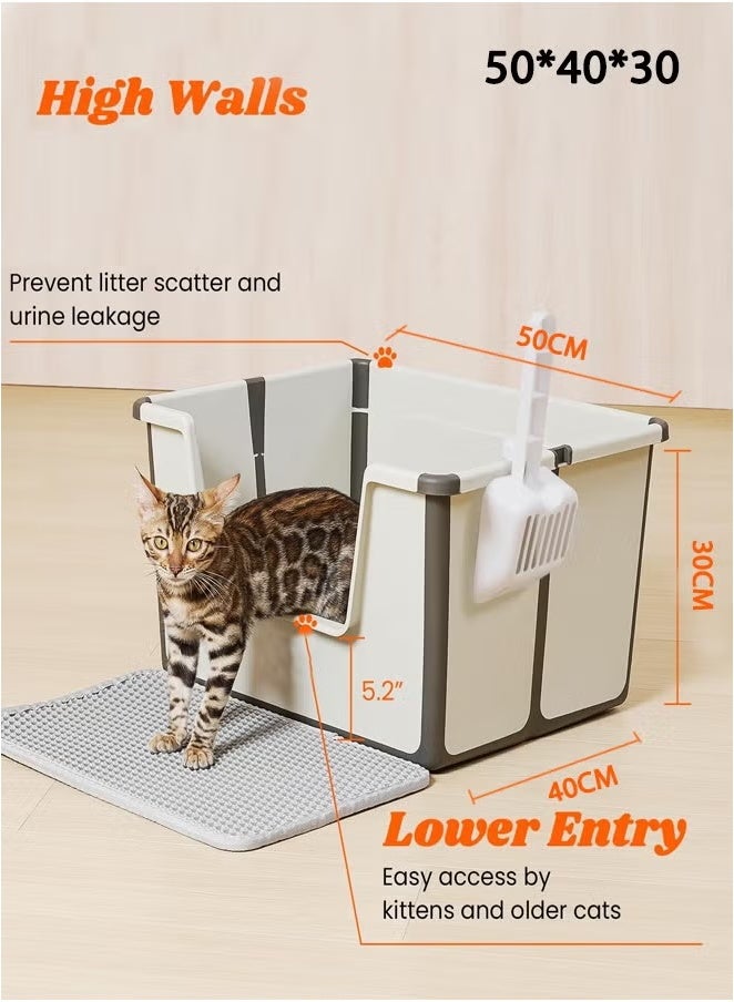 Cat Litter Box, Travel Cat Litter Box, Portable Cat Litter Box, Foldable High Side Low Entry Cat Litter Box, Open Top Cat Litter Tray, Travel Portable Cat Litter Box - Image 2