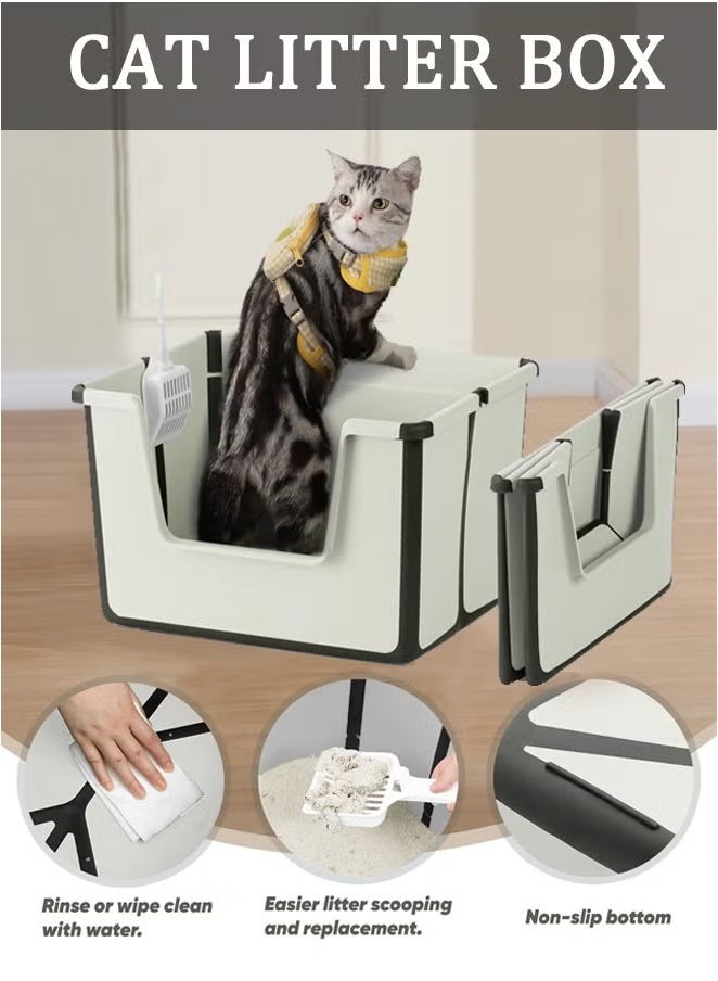 Cat Litter Box, Travel Cat Litter Box, Portable Cat Litter Box, Foldable High Side Low Entry Cat Litter Box, Open Top Cat Litter Tray, Travel Portable Cat Litter Box - Image 1