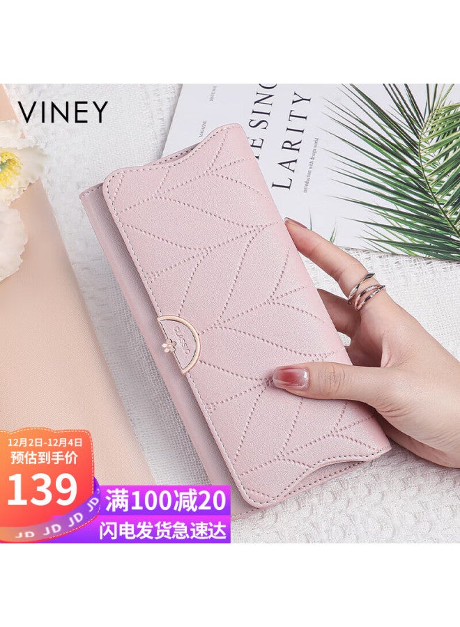 Viney Leather Women's Wallet, Large Capacity, Long Handbag, Multi-card Slots For Students, Coin Purse, Stylish Light Luxury Wallet, Leather Clutch